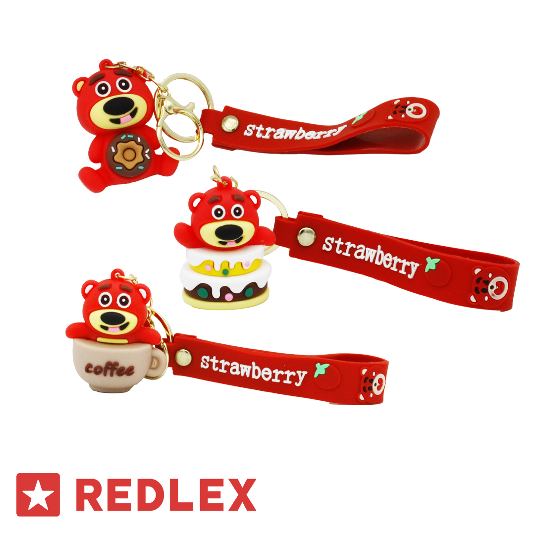 جاسوئیچی فانتزی مدل خرس مهربان 1 جاسوئیچی عروسکی فانتزی خرس قرمز مدل استروبری - Image 1